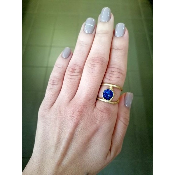 Δαχτυλίδι χρυσό με μπλε πέτρωμα