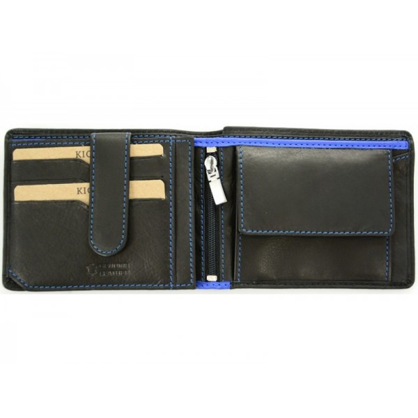 Ανδρικό δερμάτινο πορτοφόλι "Kion" 6168 black blue